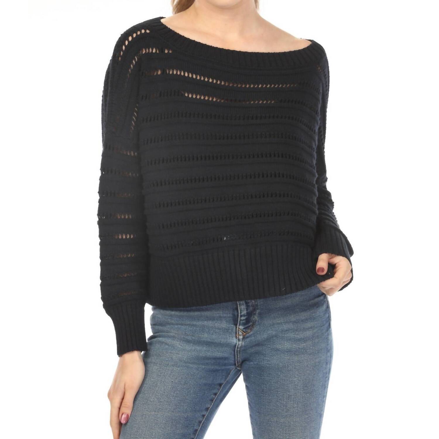 New Planet By Lauren G. Loomed Boatneck Sweater In Midnight
